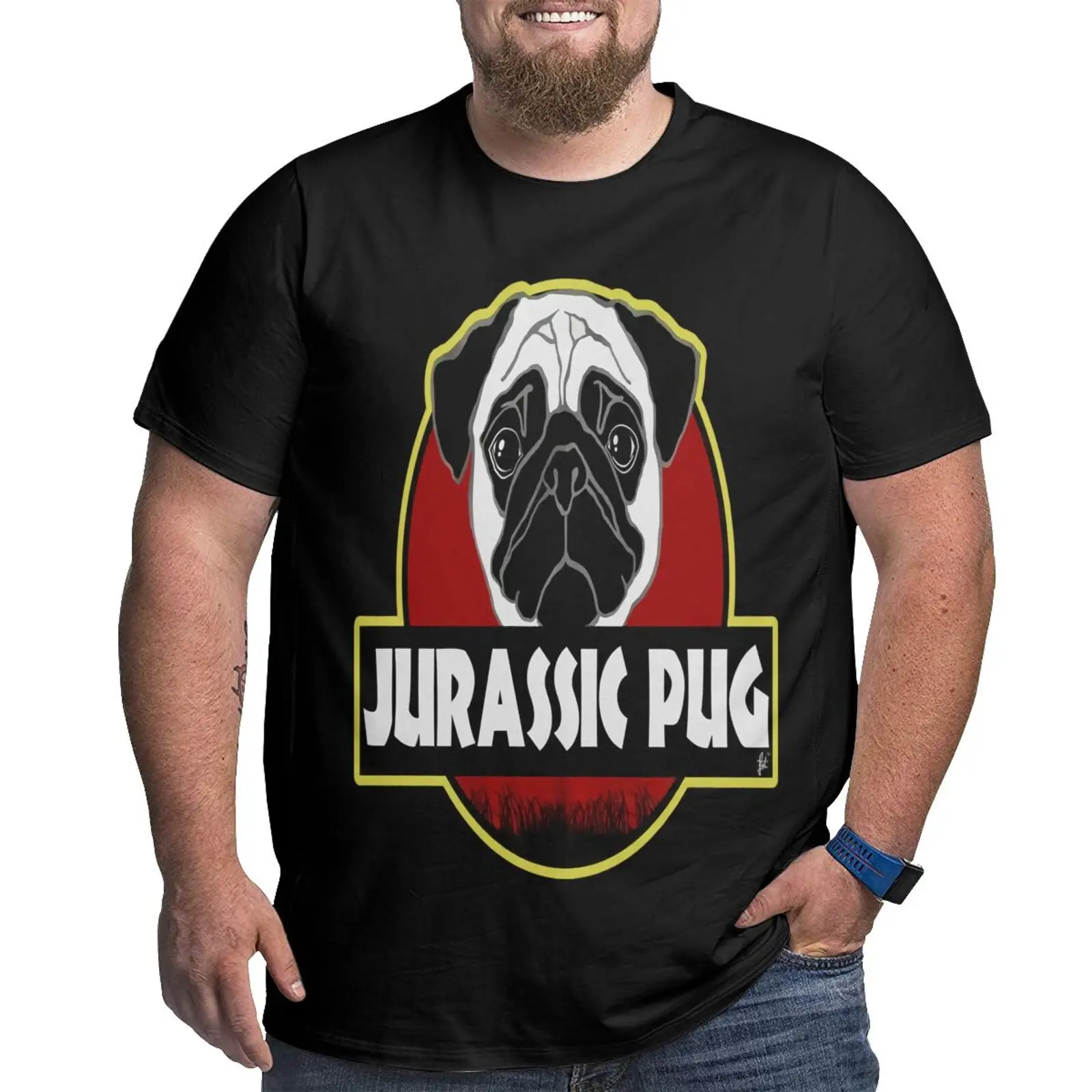 

Футболка мужская оверсайз с принтом мопса Юрского периода и динозавров, винтажная тенниска с короткими рукавами, одежда в стиле аниме