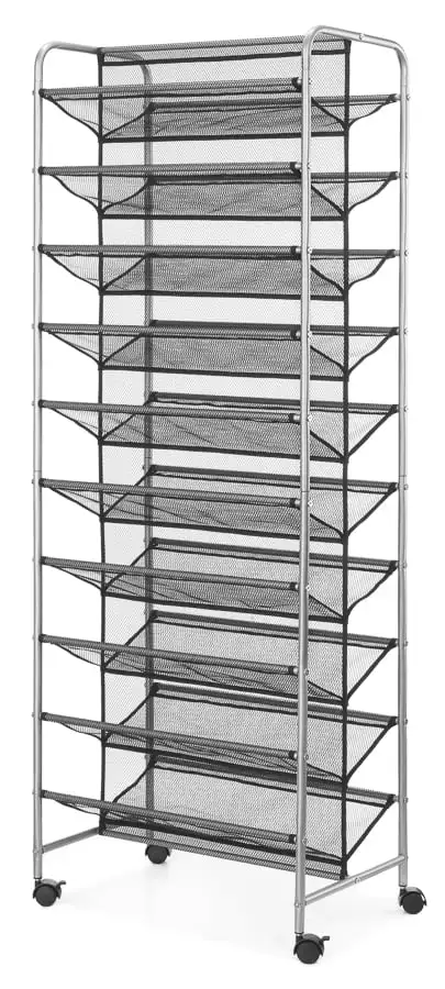 

Tier 60 Pair Metal and Mesh Rolling Shoe Rack