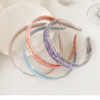 transparent quicksand headbands wide glitter teeth hairbands for women girls children bling bezel hair hoops hair accessories