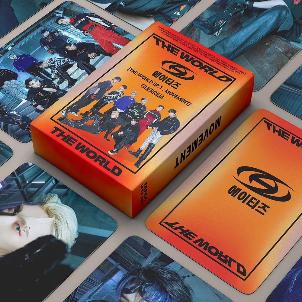 

55pcs/set Kpop ATEEZ Lomo Card Photo Album THE WORLD EP.1 MOVEMENT Photocards High Quality K-pop ATEEZ Postcards
