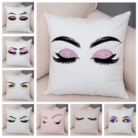 sexy women eyelashes pillowcase for sofa home car decor cartoon eyes print cushion cover super soft plush pillow case 45x45cm
