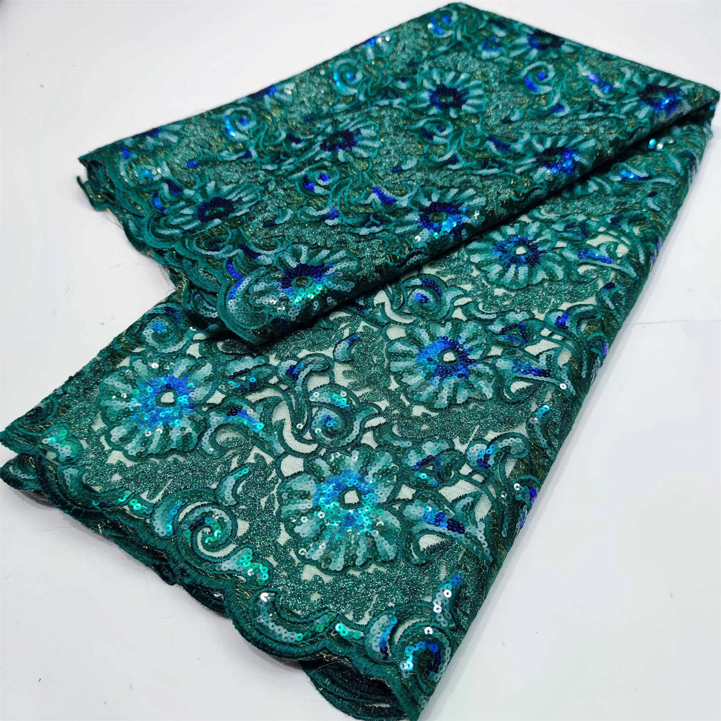 

Французская Тюлевая кружевная ткань для вечернего платья, Высококачественная кружевная ткань с блестками, 5 ярдов YLN19