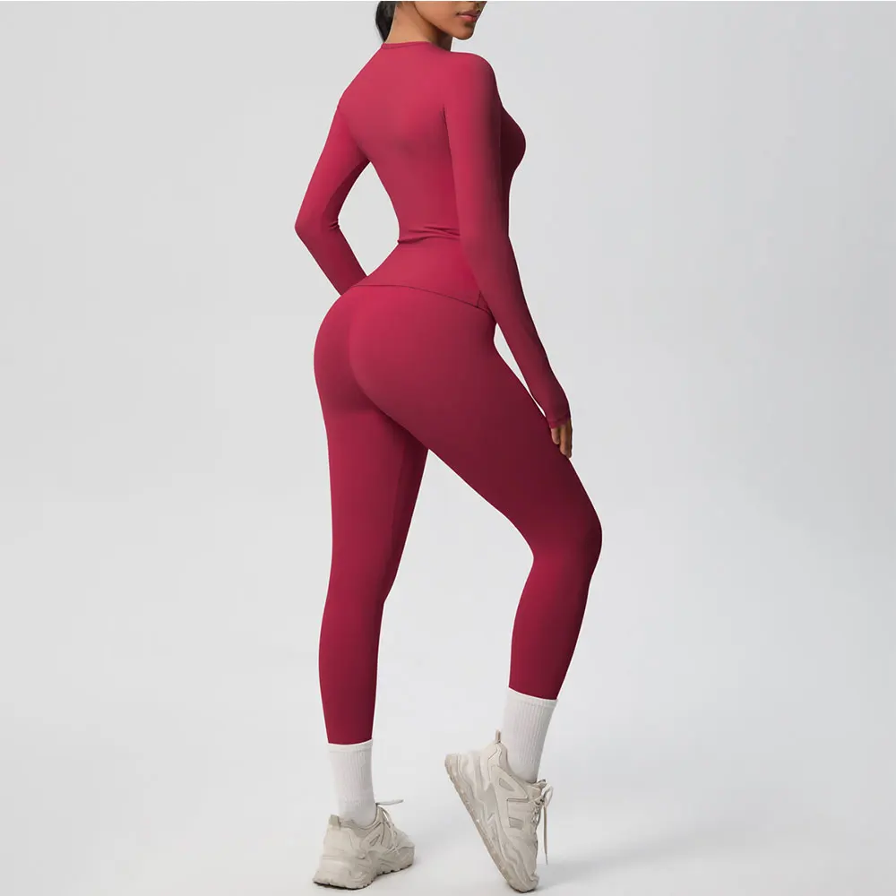 JUREN 2PCS Спортивный костюм для йоги, женский спортивный комплект, женский тренажерный костюм, спортивная одежда для бега и тренировок, футболка с длинным рукавом, одежда для йоги. (art.: 3920dcd44e694) - 3920dcd44e694