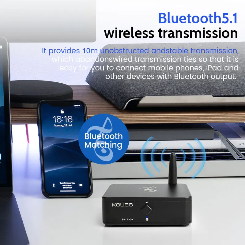 KGUSS BH1PRO+ ES9018Q2M QCC5125 Bluetooth 5.1 Audio Receiver LDAC HD | Home Theater Amplifiers
