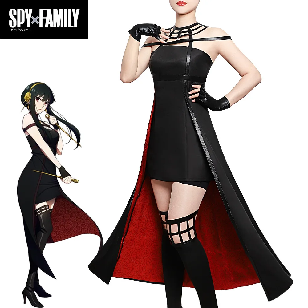 Disfraz de Cosplay de Anime Spy X Family Yor Forger, disfraz de Anya, disfraz de Loid Killer Assassin, falda gótica negra y roja, uniforme