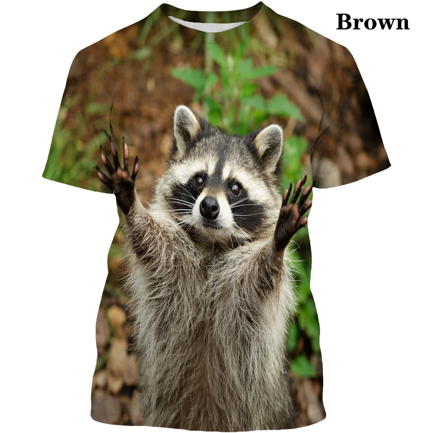 Мужская и женская футболка Повседневная с 3D-принтом енота весна-лето 2022 - купить