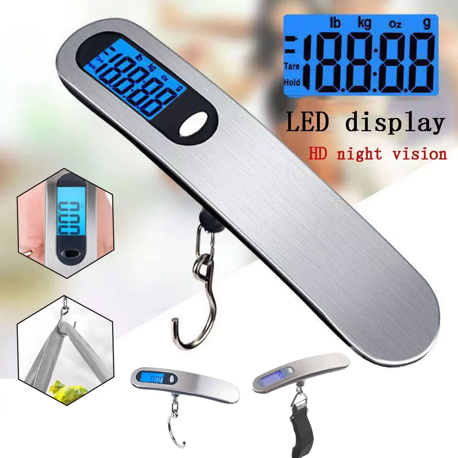 

Portable 50kg Digital Luggage Scale Electronic LCD Balance Bag Hook Scales Weight Suitcase Steelyard Hanging Scale Travel I5W9