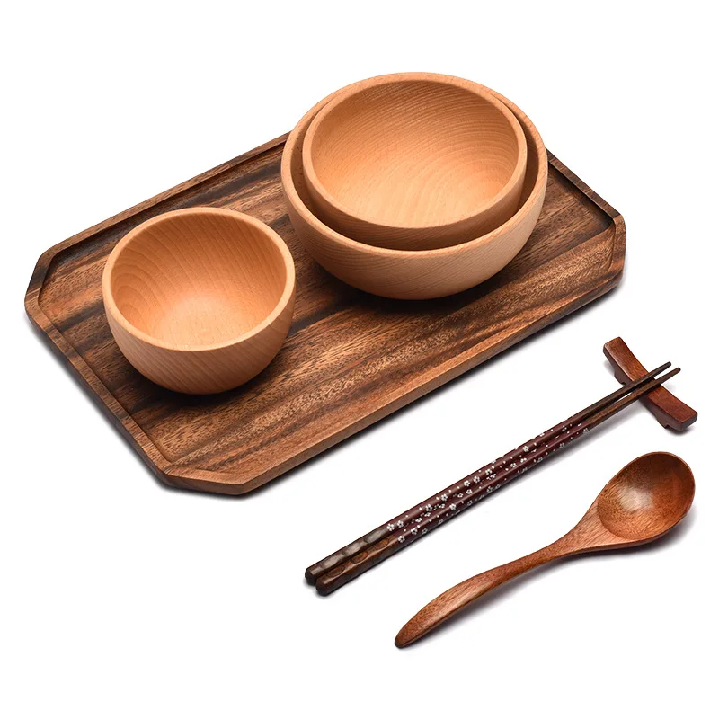 

Деревянные Миски разных размеров, деликатная миска для салата с приятным на ощупь и внешним видом, деревянная посуда, миска для лапши