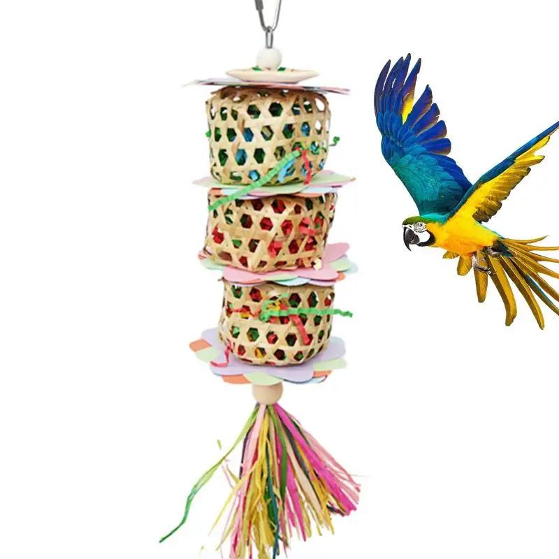 

Hangable Raffia Balls Parrot Pet Bird Toy Bird Interactive Bite Chew Toys For Parakeet Budgie Cage Accessories Bird Playing Toys