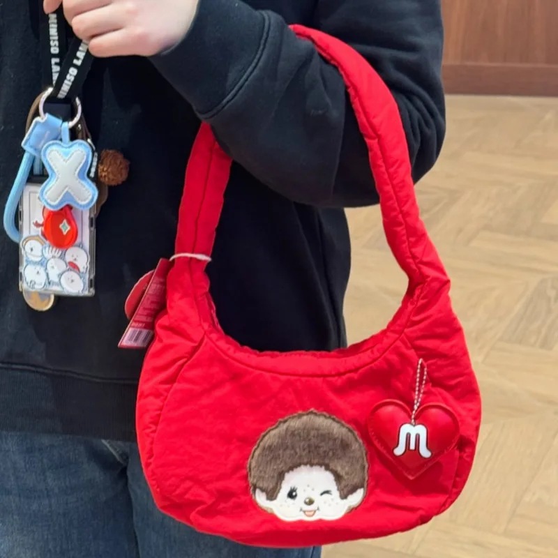 Фото Горячая новинка: Милая сумка-клатч серии Monchhichi с мультяшными персонажами, креативная портативная сумка для хранения мелочей, женская сумка через плечо, подарок №5