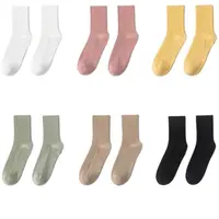 6pairs/pack 98% Cotton Socks Women's Solid Sock in Autumn