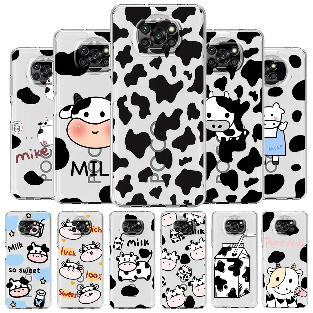 

Cute Cow Print Fundas Phone Case For Xiaomi Mi 12T 10 12 Lite 11 Ultra 11X 11T Pro 11i Poco X4 X3 NFC F3 F4 M3 M4 Clear Cover