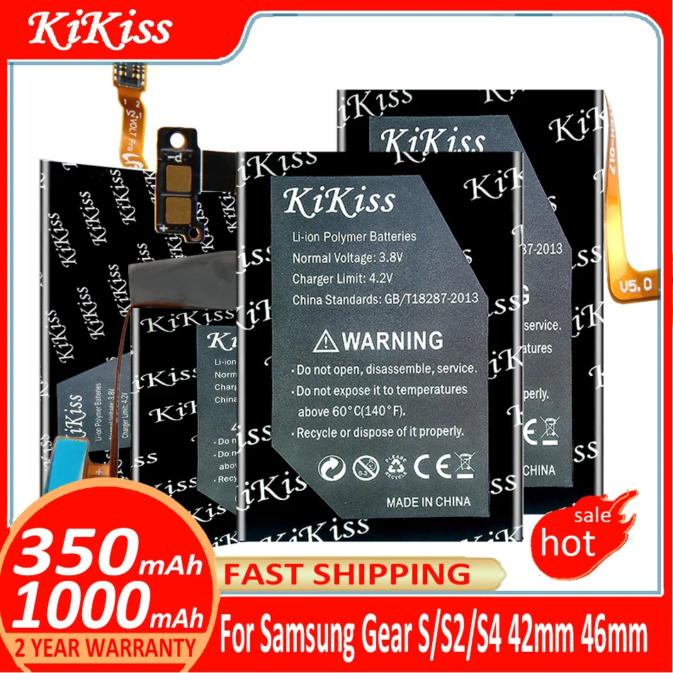 

KiKiss Battery For Samsung Gear S4 S2 S 42mm 46mm Classic SM-R800 SM-R810 SM-R805 R732 BR720 SM-R750 R750 Batterij + Track NO