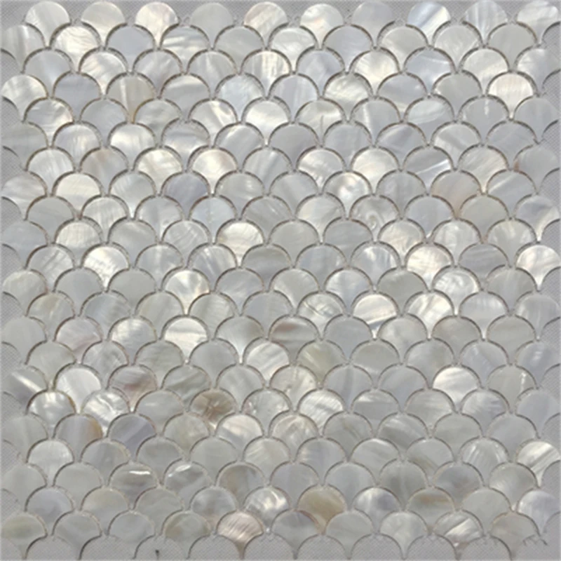 

Natural White Fish Scale Shell MosaicTiles, DIY Showroom Kitchen Backsplash Bathroom Shower Background Decorative Wall Tiles