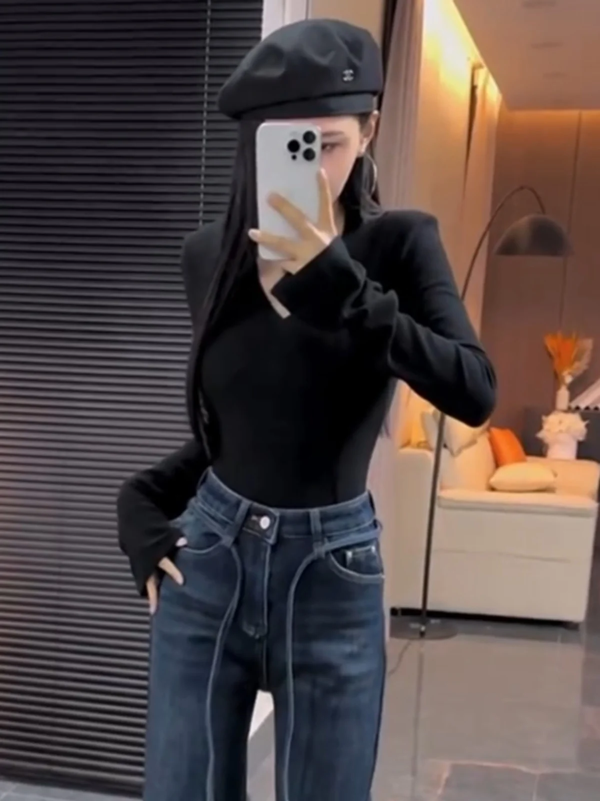 Однотонная облегающая футболка с длинными рукавами внутренняя одежда нижняя