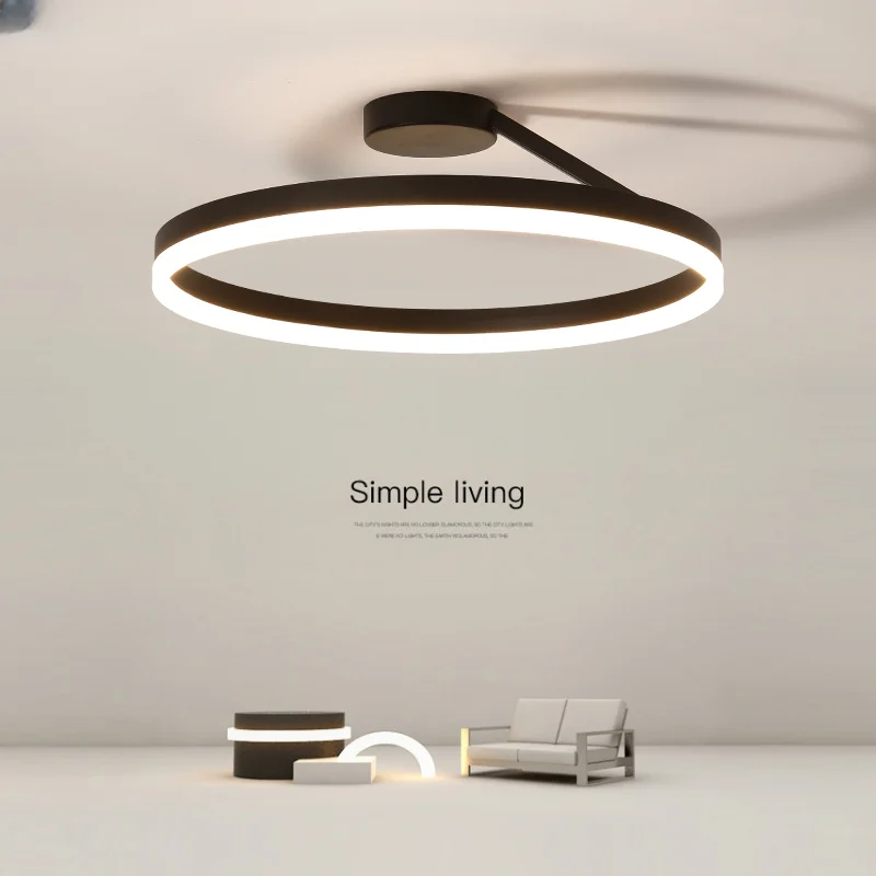 LED Ceiling Light Modern Nordic Designer Simple Single Circle White/Black Ceiling Lamp for Restaurant Bedroom Kitchen Home Light