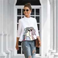 embroidered shirts 2021 women summer and spring casual fashion three quarter sleeve shirts women tops
