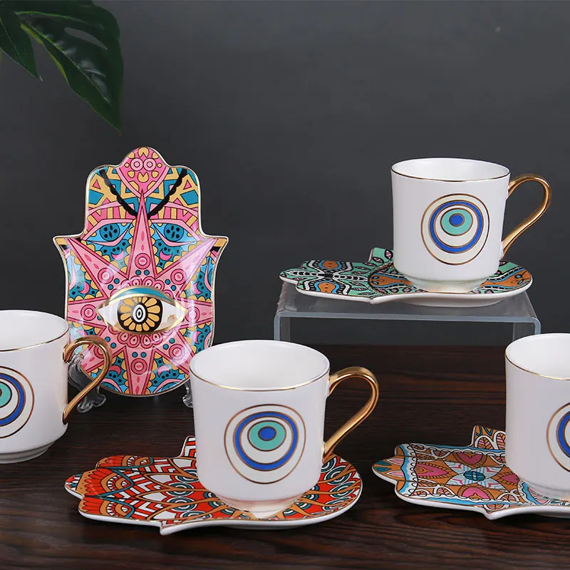 Чай Кофе Cups-6.8oz костяной фарфор Красивая чайная чашка с подходящими