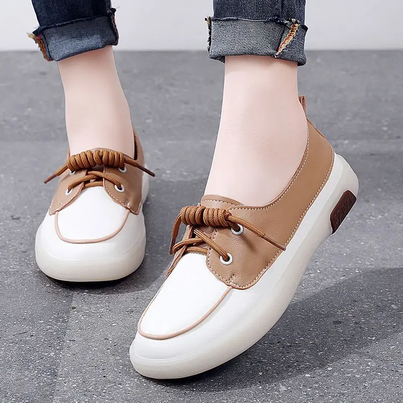 JIANBUDAN Spring Outdoor Casual shoes Women's Flat Loafers Soft soles Comfortable Mixed Colors Shallow shoes Autumn Flats