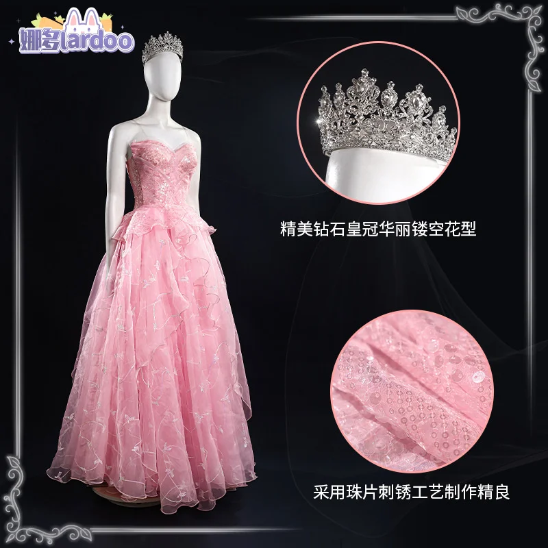 Lardoo Wicked Glynda Косплей Костюм Розовое Женское Платье Аксессуары Красивый Наряд