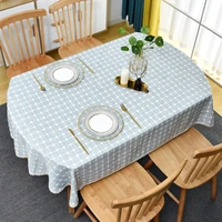 high quality luxury cotton linen table cloth lace selvage square lattice thick hotel wedding dining room oval table cloth cover