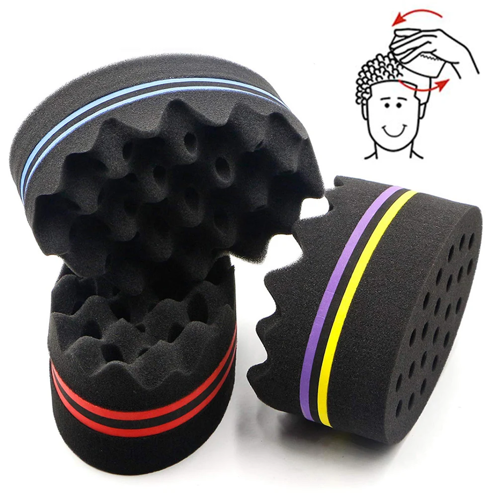 Oval Double Sided Hair Sponge Curly Twist Magic Barber Brush African Coil Wave Dread Natural Sponge Brush