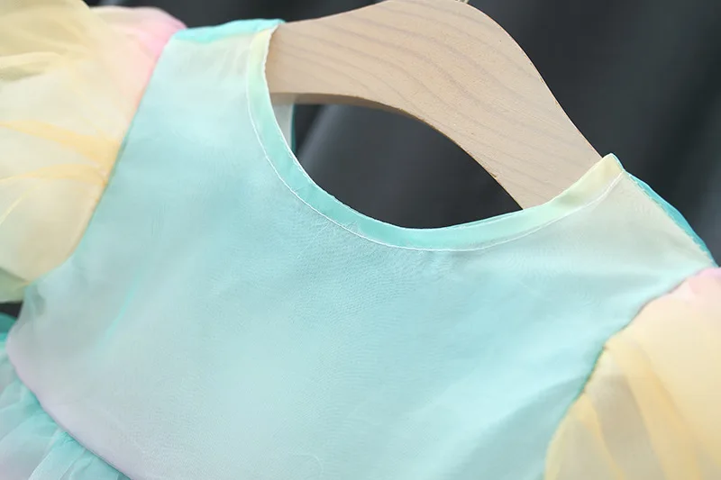 Детское платье для девочек летние наряды малышей многоцветные сетчатые платья