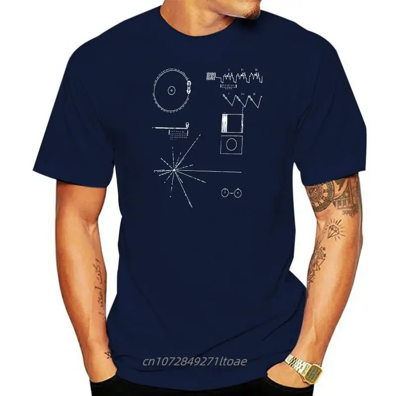 

Science T Shirt The Voyager Golden Record T-Shirt 100 Percent Cotton Beach Tee Shirt Graphic Fun Male Plus size Tshirt