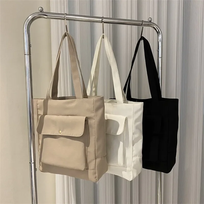 

Solid canvas women's bag, shoulder bag, handbag, large capacity student diagonal bag