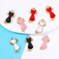 jq 20pcs 1120mm colorful enamel cat pendant charms for jewelry making diy earring necklace bracelet accessories craft supplies
