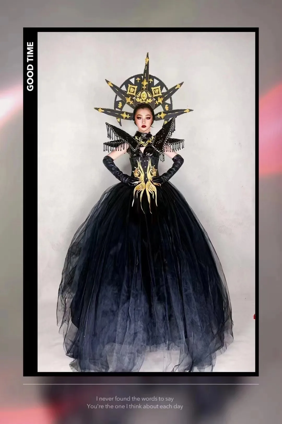 

Halloween New Queen Performance Costume Buckingham Locke dsgogo Stage Performance Costume Black Large Skirt Dance Costume