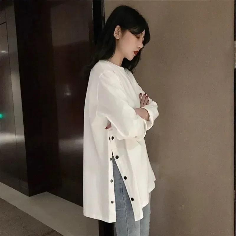 Женский однобортный Топ средней длины с Боковым Разрезом весенне-осенние