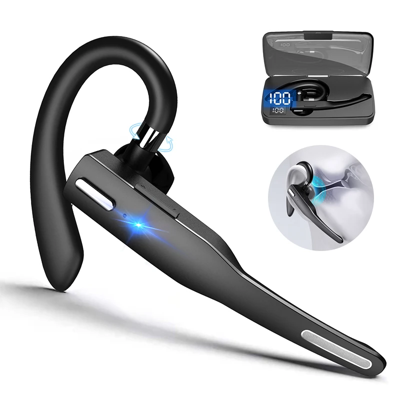 

10H Bluetooth Business Earphone Wireless Earbuds Single Handsfree For Driving HD Call Headphone Microphone Business Headset