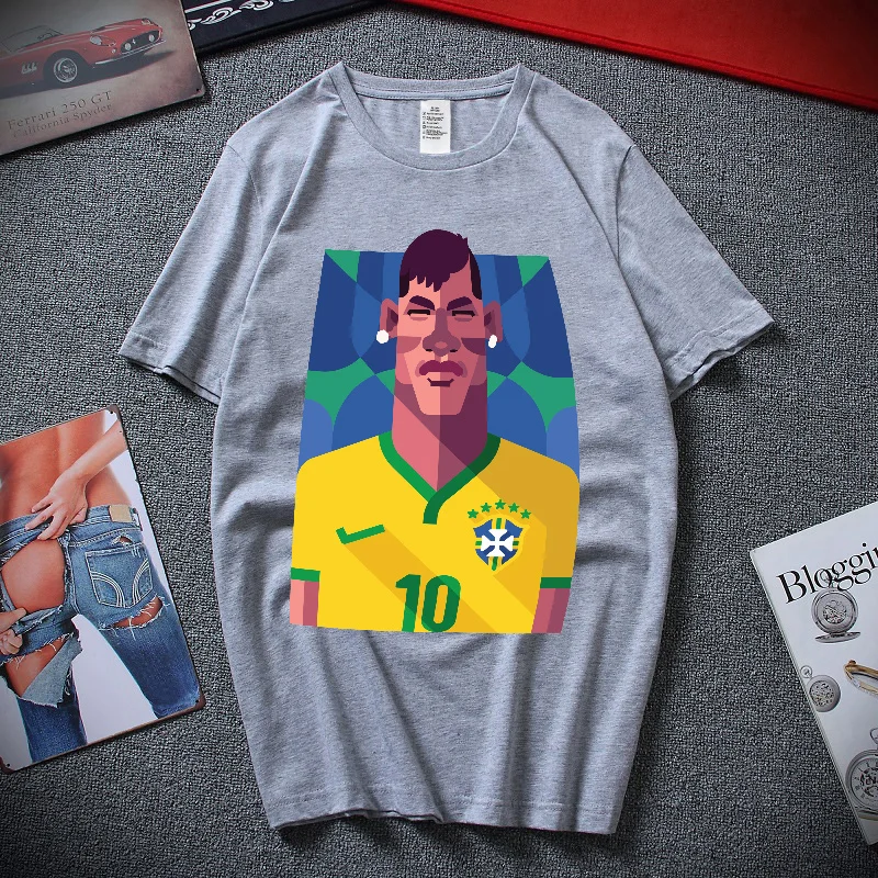

Funny Neymar Illustrated T-Shirt Men's Clothing Oversized T Shirt Streetwear Fashion Casual 100% Cotton Short Sleeve Blouse