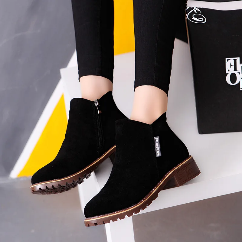 2021 Plus Size short Boots Side Zipper Short Boots Women's Thick Heel Comfortable Student Casual All-match Women's Boots