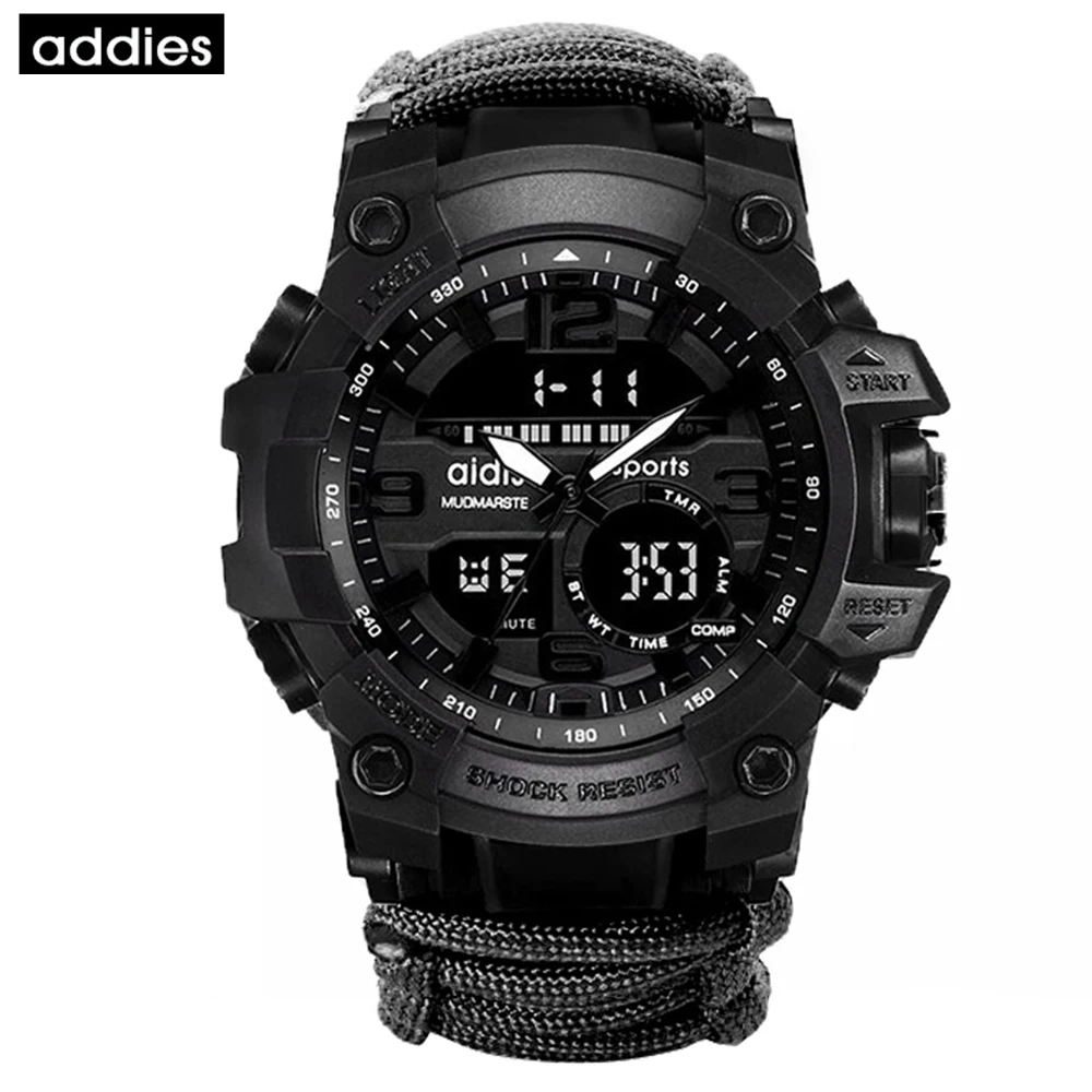 

ADDIES Men Outdoor Sports Watches Compass LED Digital Quartz Watch Men Military Waterproof Wristwatches Relogio Masculino