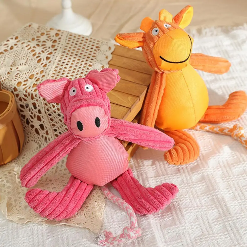 

Attractive Great Outdoor Indoor Dog Interactive Squeaky Chew Toy Practical Pet Stuffed Toy Cartoon Shape for Dorm