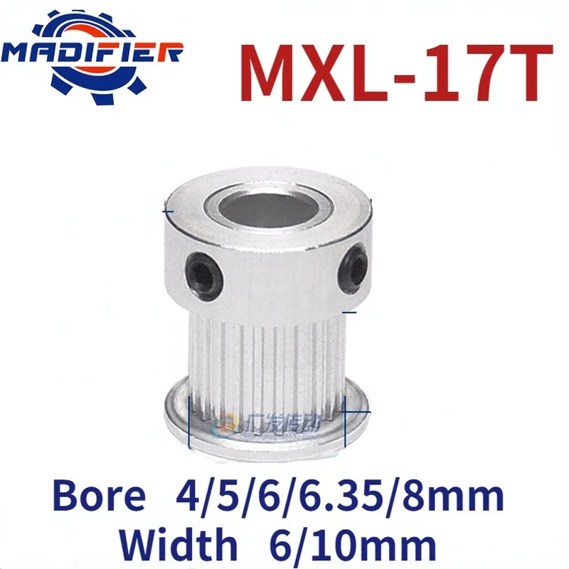 

MXL 17 Teeth/T Synchronous Wheel Belt Boss Synchronous Belt Pulley Groove Width 6/10mm Inner Hole 4/5/6/6.35/8mm Aluminum Alloy