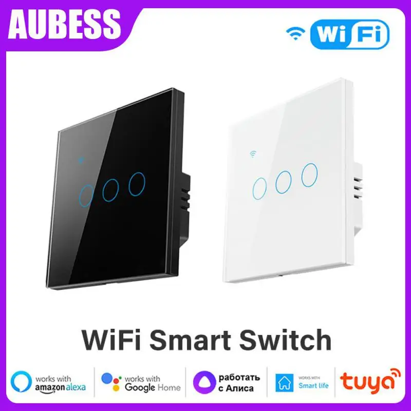 

Умный сенсорный выключатель, беспроводной Wi-Fi переключатель с дистанционным управлением, 1/2/3/4 клавиши, с управлением через приложение, наст...