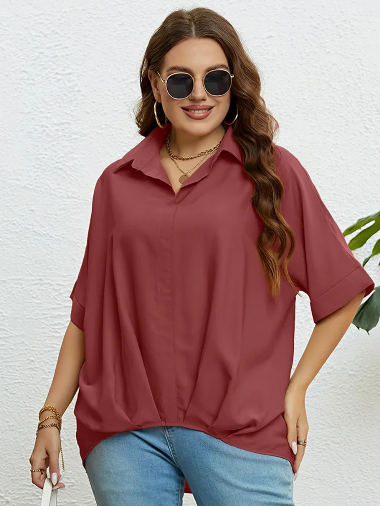 Summer V-neck Slim 5/4 Sleeve Large Top for Women plus size feminino  roupas femininas  women plus size clothing