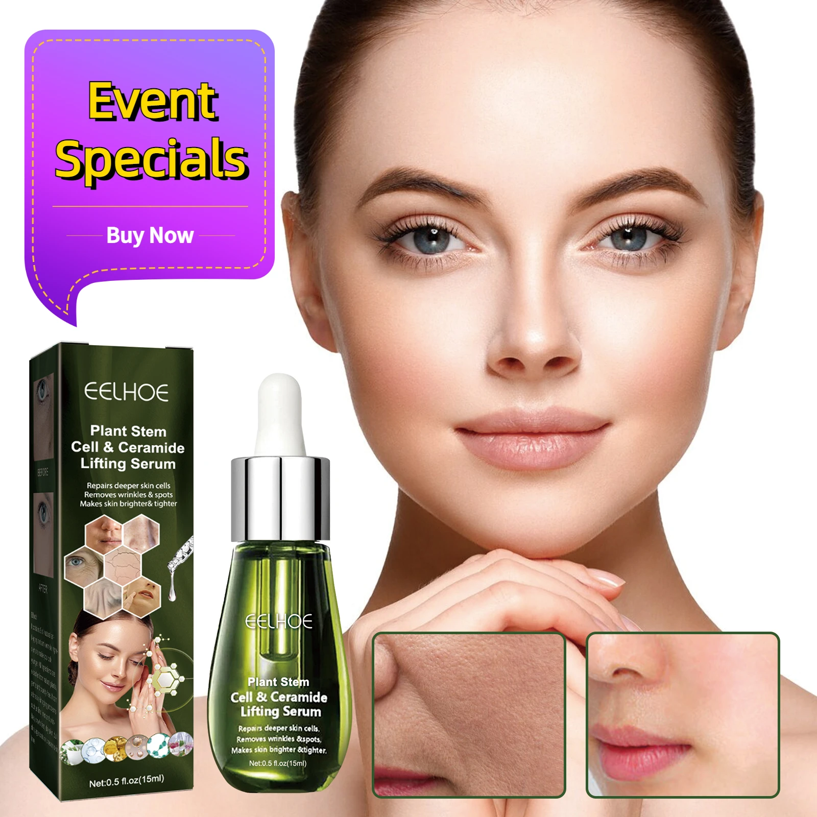 

Plant Stem Cell Ceramide Lifting Serum Collagen Boost Anti-Aging Anti Wrinkle Serum Youth Renew Peptide Serum Skin Care Cream