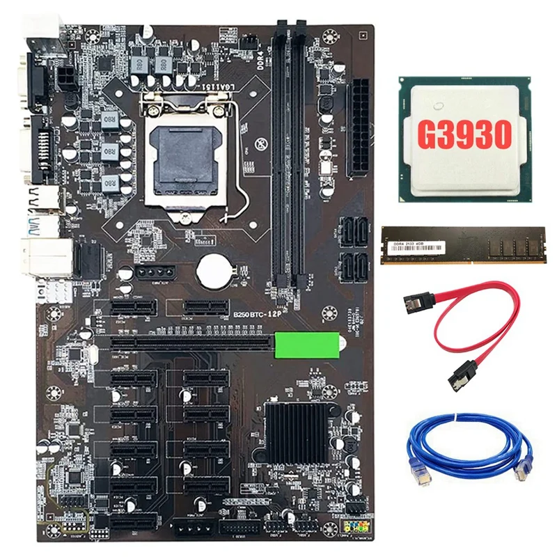 

Материнская плата B250 для майнинга, 12 GPU LGA1151, поддержка VGA с DDR4 4 Гб 2133 МГц ОЗУ для майнинга биткоинов