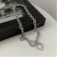 europe and america personality heart shape necklace for women pendant fashion hip hop simple beach jewelry gothic sweater chain
