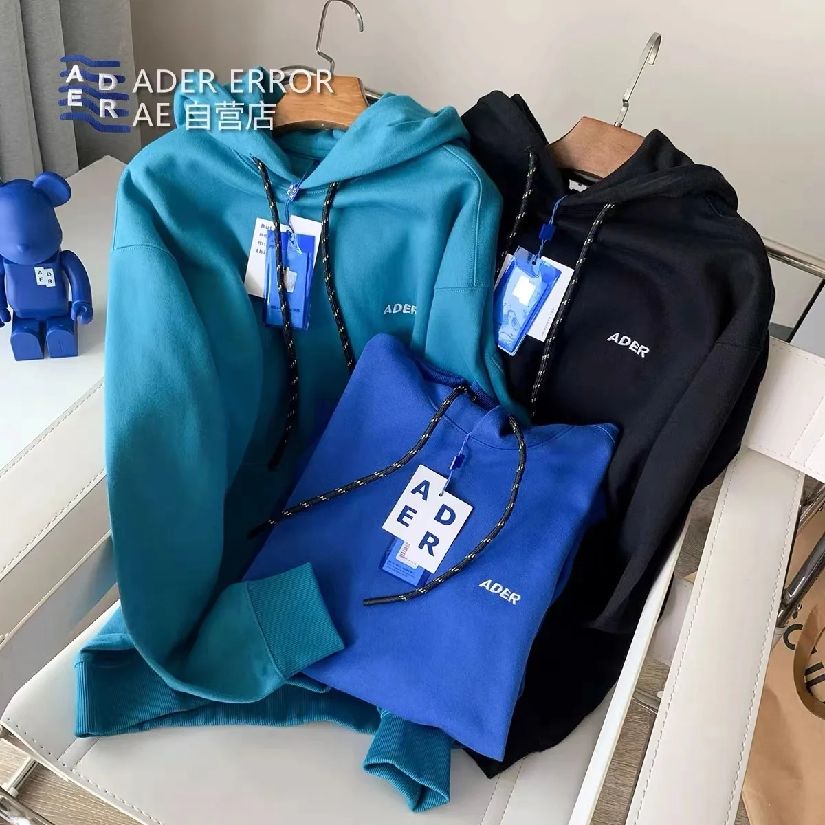 quality high ADER ERROR simple loose casual oversized couple hooded sweater unisex Klein blue three-color top for men and women