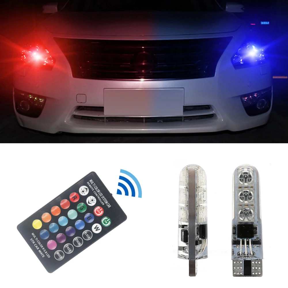 

T10 W5w RGB LED Bulb 6SMD COB Canbus 194 168 Car With Remote Controller Flash/Strobe Reading Wedge Light Clearance Lights