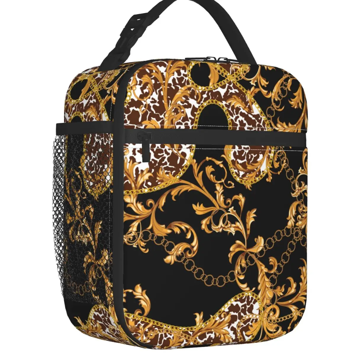 Baroque Floral Pattern Resuable Lunch Boxes Multifunction European Rococo Style Cooler Thermal Food Insulated Lunch Bag School