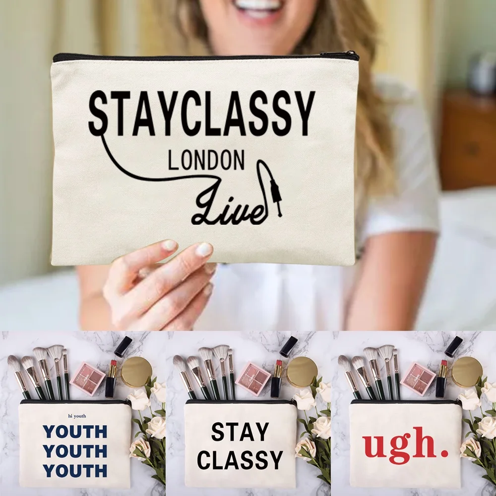 

Makeup Storage Organizer Portable Pencil Bag Multifunction Travel Cosmetic Toiletries Pouches Reusable Walls Print Clutch Bag