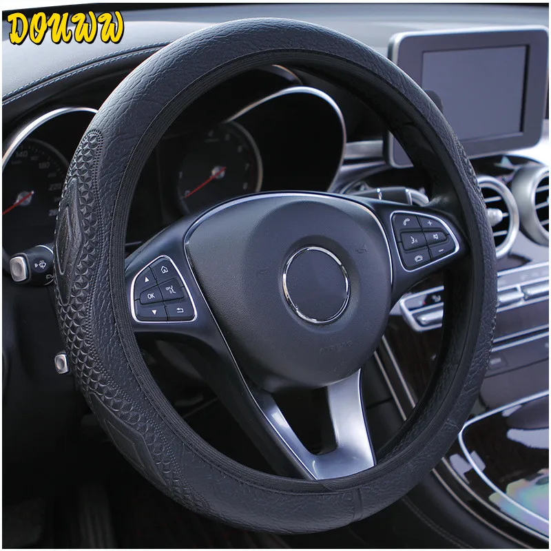 

DOUWW Faux Leather Car Steering Wheel Cover Without Inner Ring For Universal Braid 38CM Auto Capa Volante Carro Cubierta Funda