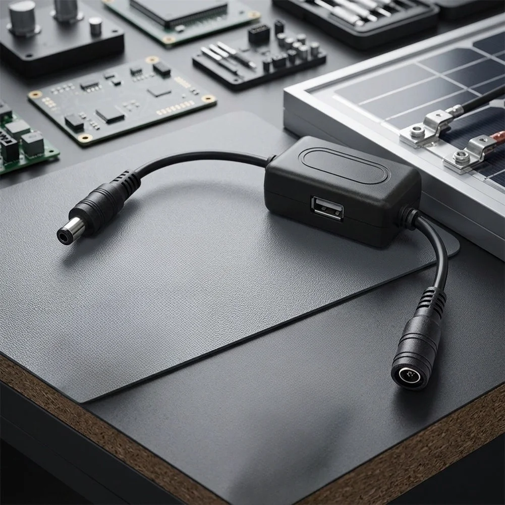 Фото Солнечный регулятор DC12V с разъемом 5.5x2.1 мм и USB-портом 5V2A для прямого подключения к солнечным панелям или батареям. №2