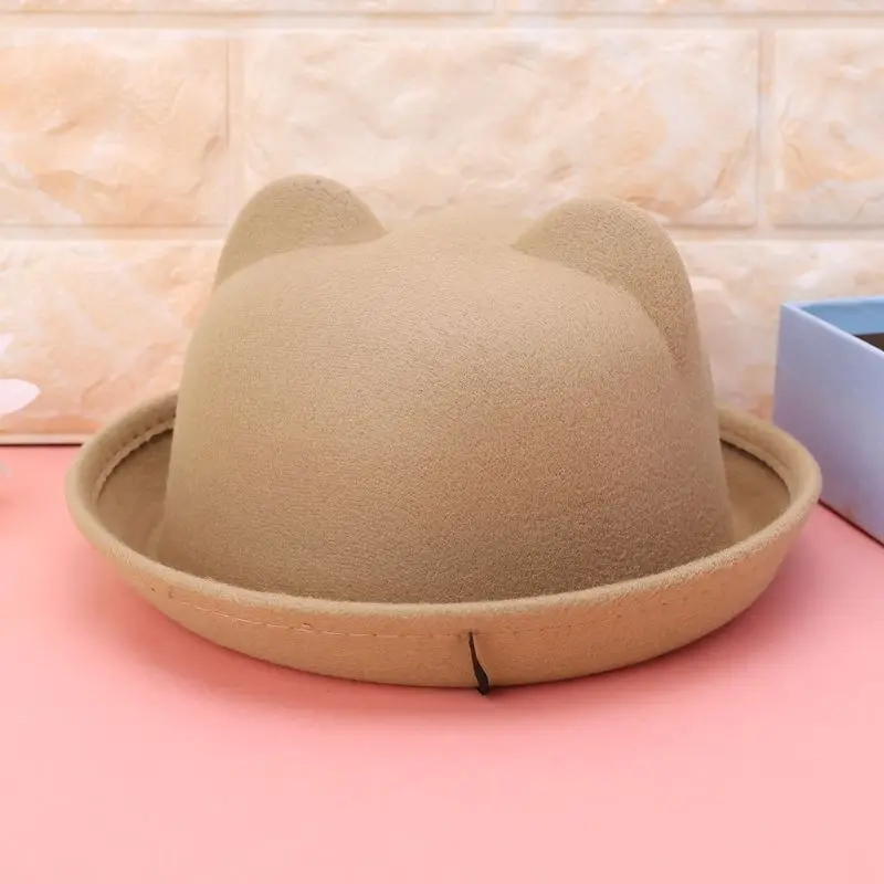 652F модные унисекс шерстяные женские шляпы-котелки Fedora для родителей и детей